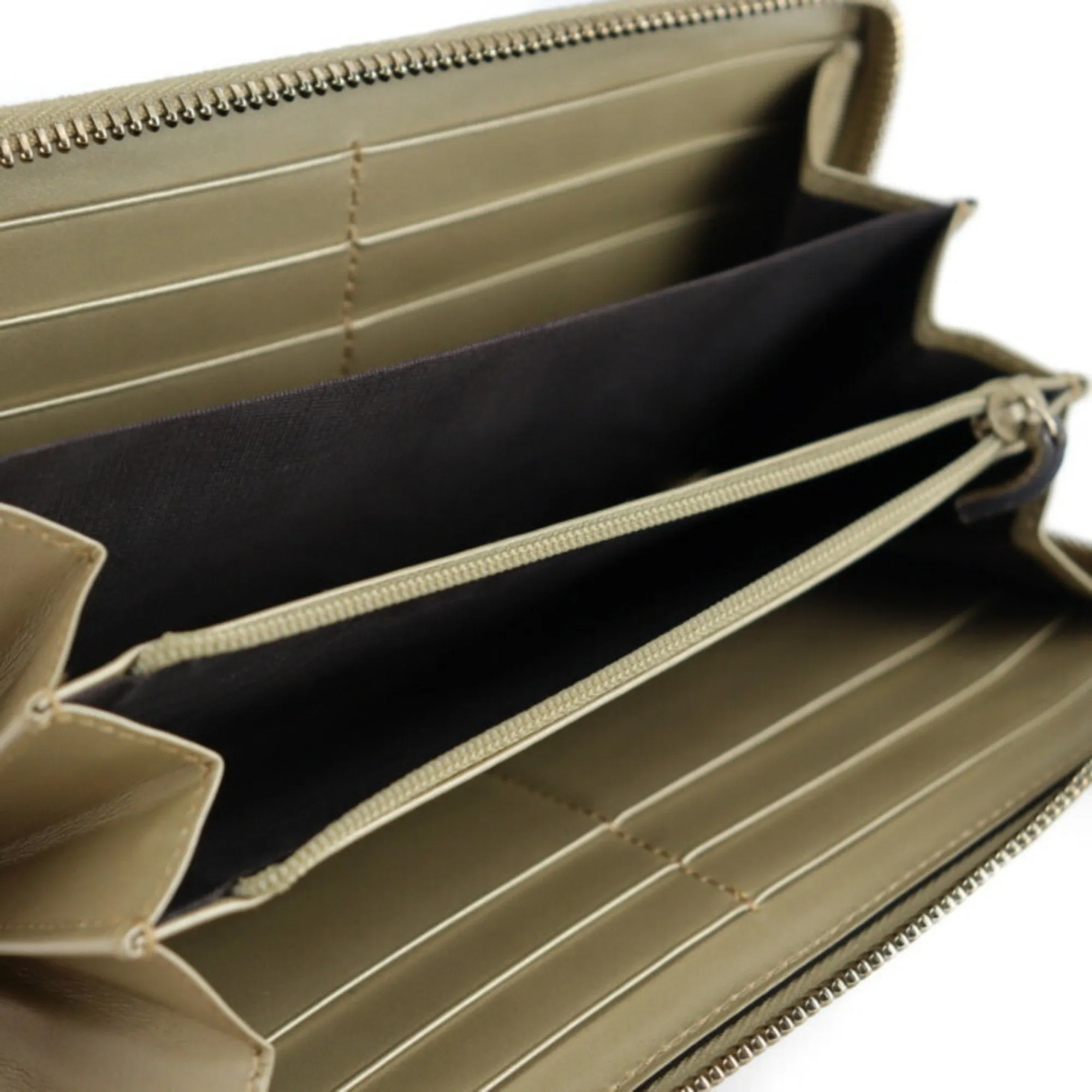 GUCCI Gucci sima long wallet 388680 leather champagne gold ribbon