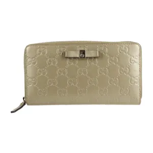 GUCCI Gucci sima long wallet 388680 leather champagne gold ribbon