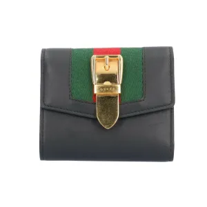 Gucci Sylvie Sherry Line Trifold Wallet Leather 476081 Women's GUCCI
