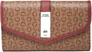 GUESS Women's Cedar Logo Print Large Organizer Wallet Clutch Bag - Cocoa Multi