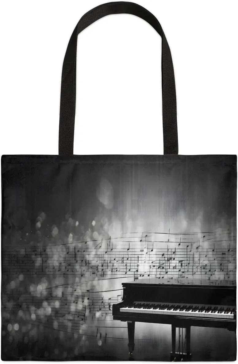 Guitar Red Roses Flowers Canvas Tote Bag for Women Men Stylish Tote Handbag Shoulder Bag Reusable Grocery Bag