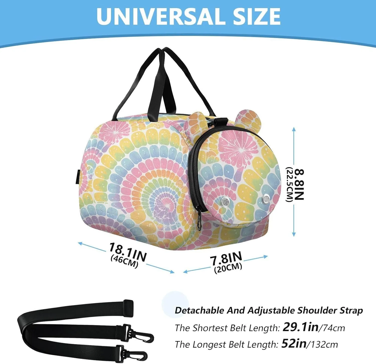 GuoChe Mini Crossbody Bag with Shoes Compartment Waterproof Black Handbag for Walk dog