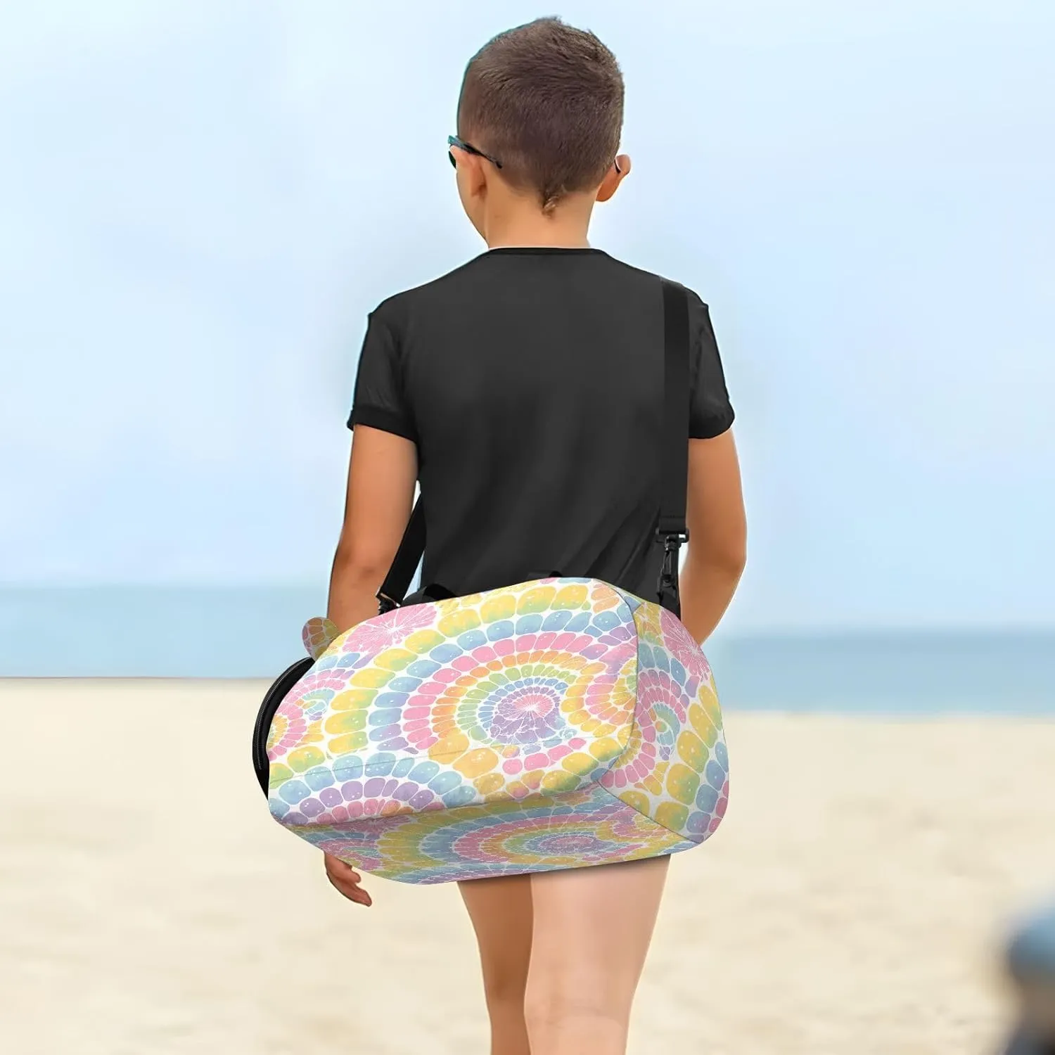 GuoChe Mini Crossbody Bag with Shoes Compartment Waterproof Black Handbag for Walk dog
