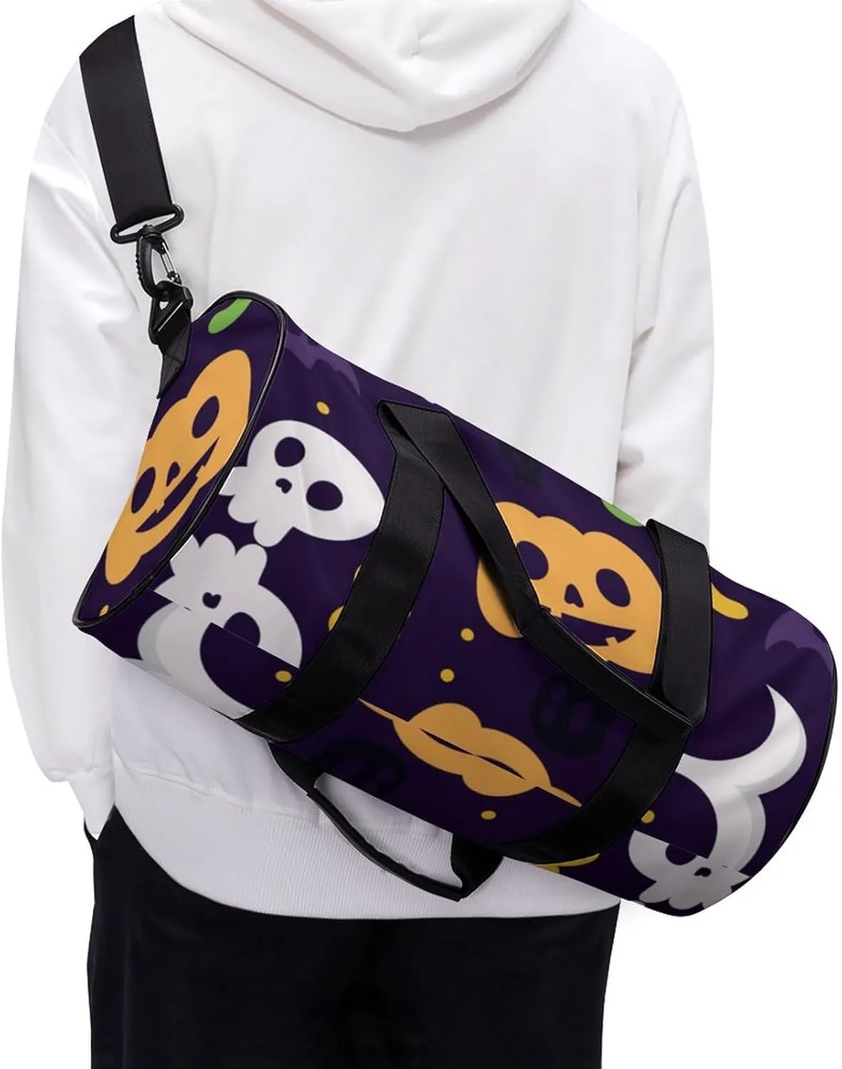 Gym Bag for Men Women Lightweight Sports Duffle Bag with Multiple Compartments Cylindrical Gym Bag for Fitness Travel And Outdoor Activities Ater Resistant Yoga Bag Training Bag Halloween