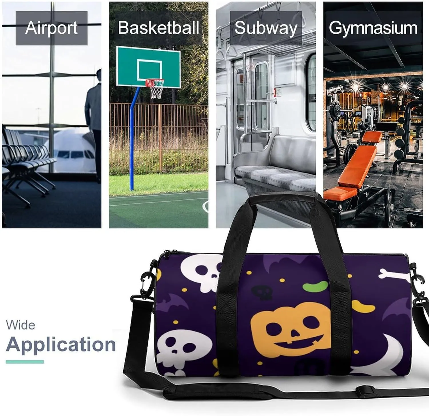 Gym Bag for Men Women Lightweight Sports Duffle Bag with Multiple Compartments Cylindrical Gym Bag for Fitness Travel And Outdoor Activities Ater Resistant Yoga Bag Training Bag Halloween