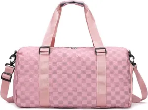 Gym Bag for Women and Men, Big Duffel Bag for Sports, Gyms and Weekend Getaway, Waterproof Sports Tote Bag with Shoe and Wet Clothes Compartments, Lightweight Travel Bag (pink)