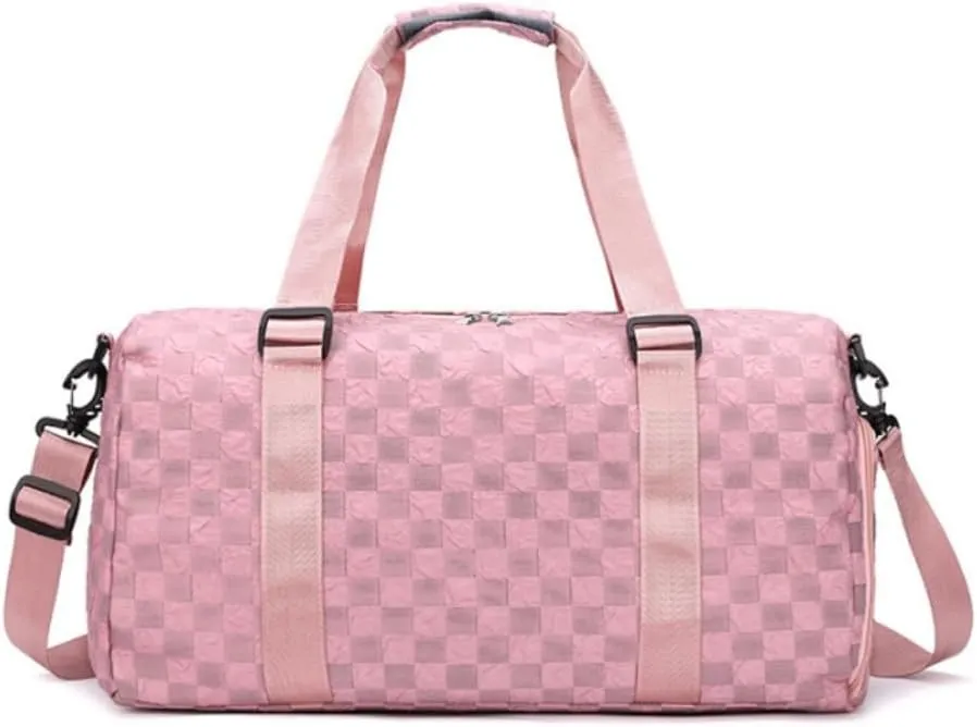 Gym Bag for Women and Men, Big Duffel Bag for Sports, Gyms and Weekend Getaway, Waterproof Sports Tote Bag with Shoe and Wet Clothes Compartments, Lightweight Travel Bag (pink)
