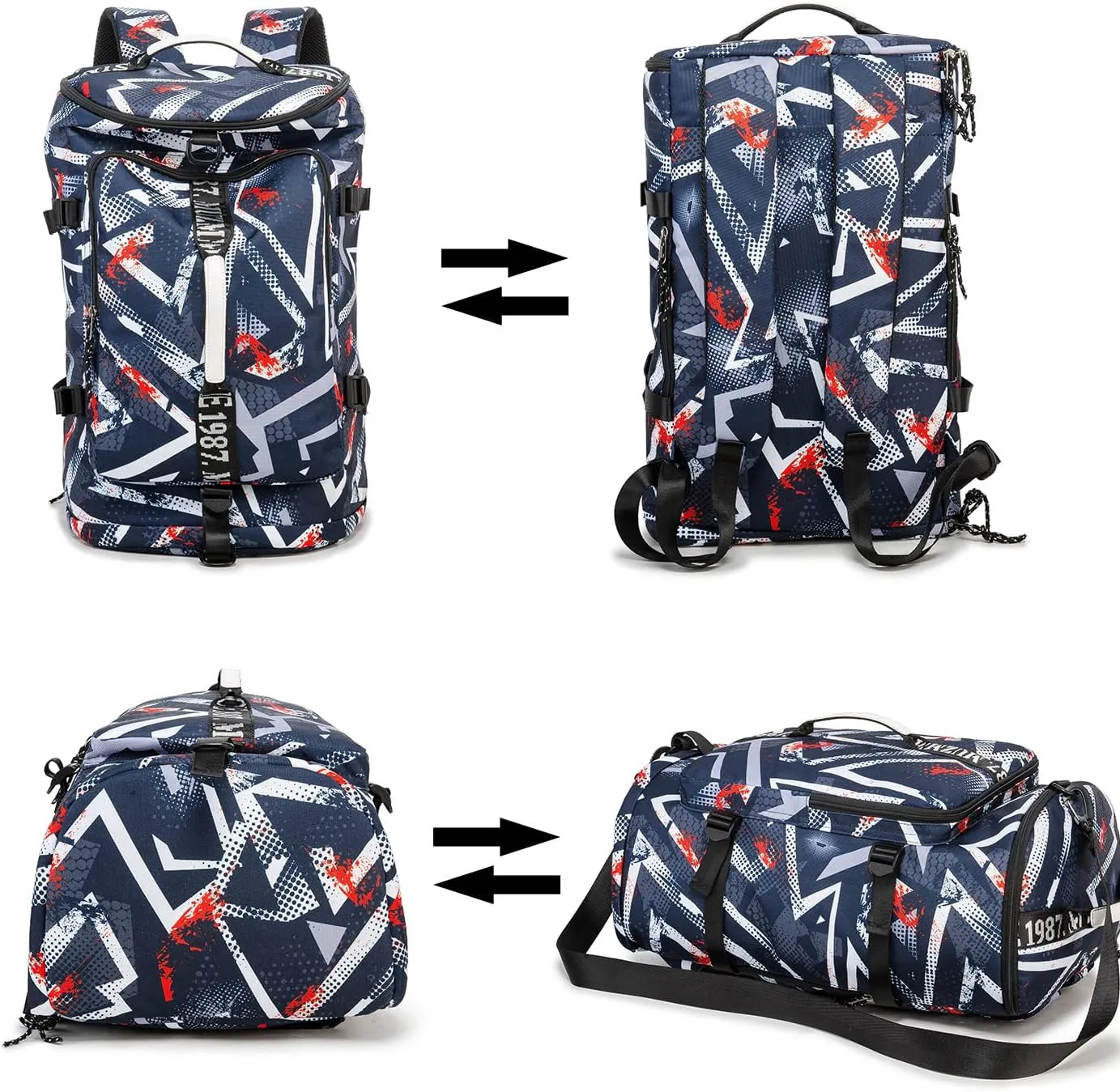 Gym Duffle Bag Waterproof black Laptop Backpack Suitable for Hiking, Fishing, Travel 40L Large Capacity Trendy Cool Lightweight Backpack for Men and Women