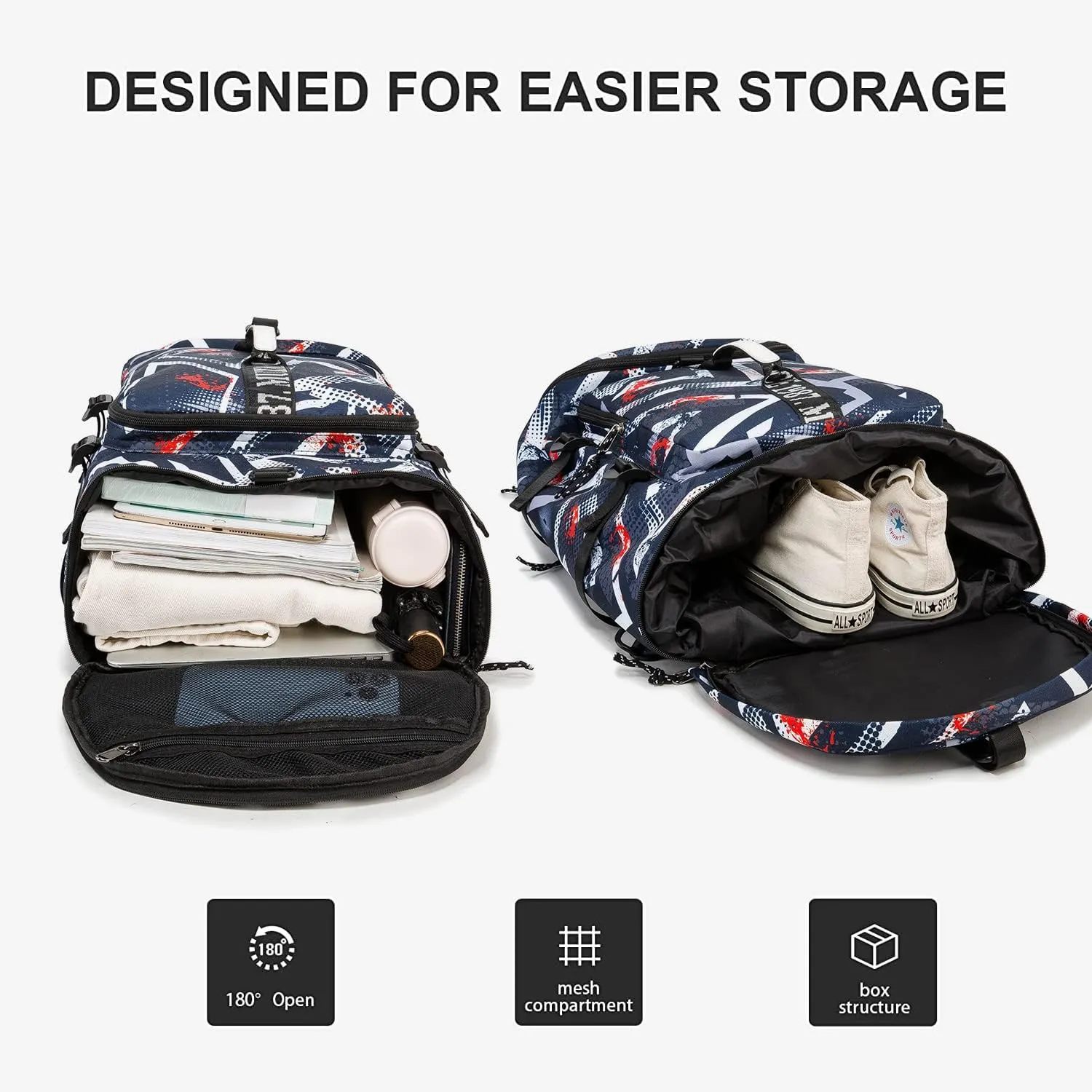 Gym Duffle Bag Waterproof black Laptop Backpack Suitable for Hiking, Fishing, Travel 40L Large Capacity Trendy Cool Lightweight Backpack for Men and Women