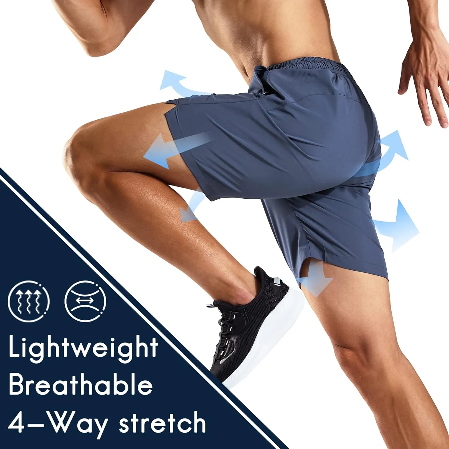Haimont 7 Inch Athletic Running Shorts Men Dry Fit Lightweight Workout Shorts with Zipper Pockets No Liner, Quick Dry