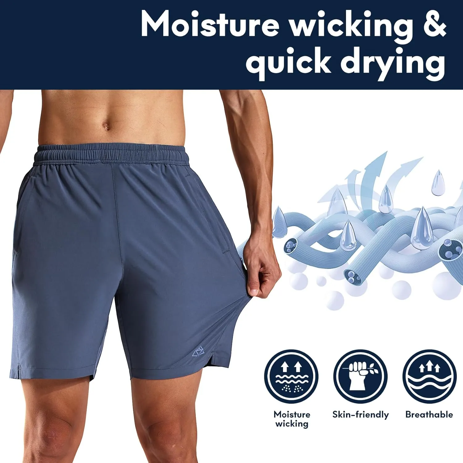 Haimont 7 Inch Athletic Running Shorts Men Dry Fit Lightweight Workout Shorts with Zipper Pockets No Liner, Quick Dry