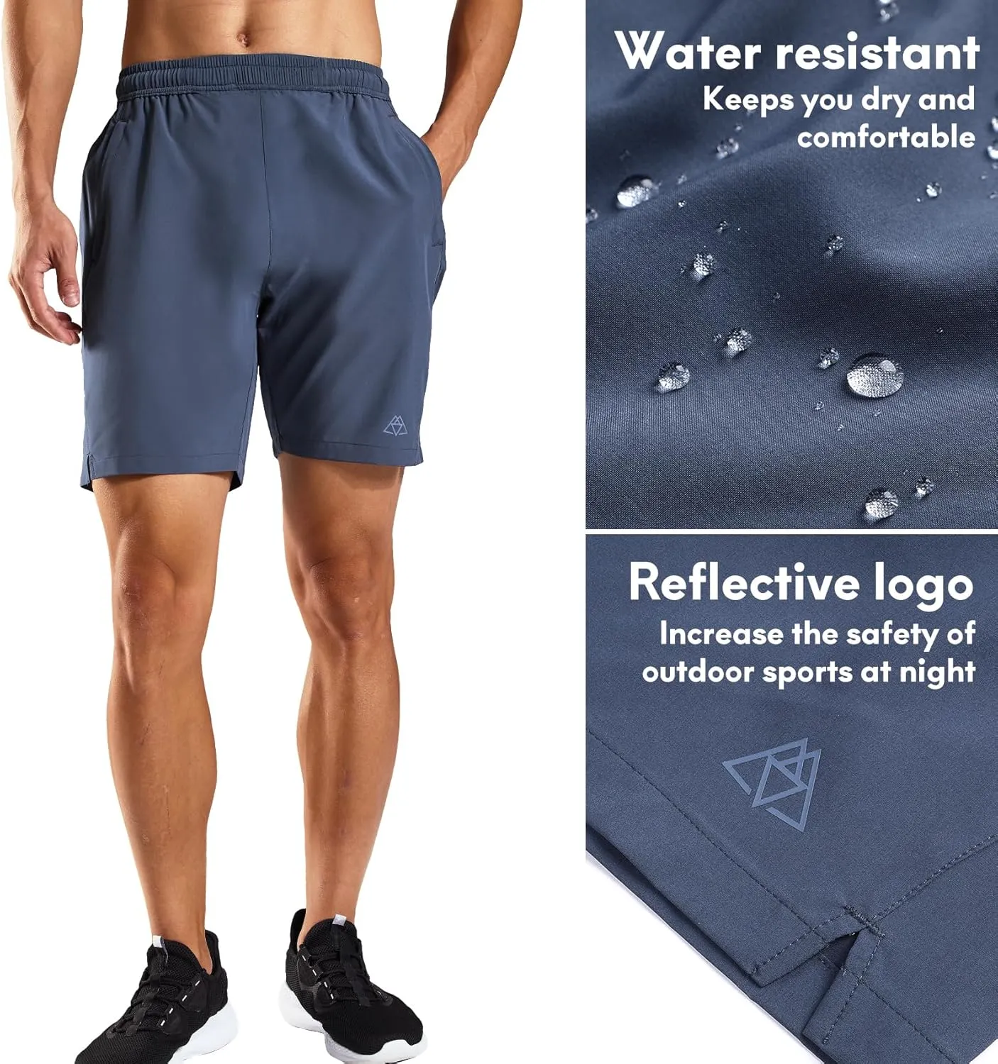 Haimont 7 Inch Athletic Running Shorts Men Dry Fit Lightweight Workout Shorts with Zipper Pockets No Liner, Quick Dry