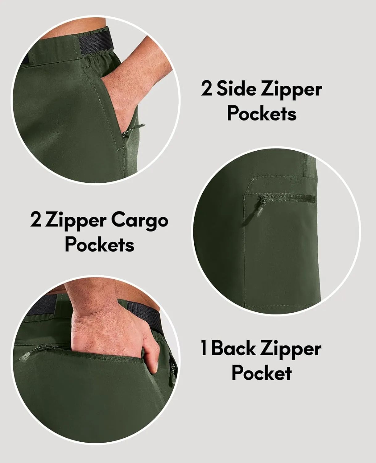 Haimont Men's Quick Dry Hiking Cargo Shorts 9in Lightweight Water Repellent UPF50 Travel Camping Shorts 5 Zipper Pockets