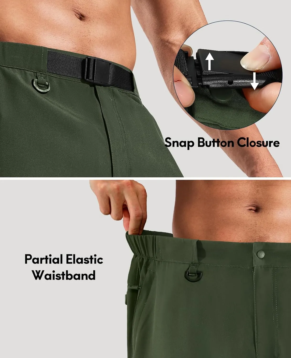 Haimont Men's Quick Dry Hiking Cargo Shorts 9in Lightweight Water Repellent UPF50 Travel Camping Shorts 5 Zipper Pockets