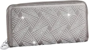 HANDBAG EXPRESS Bling Rhinestone Quilted Diamond Pattern Sparkle Accordion Wallets for Women Purse Multi Colors… (7373-Pewter)