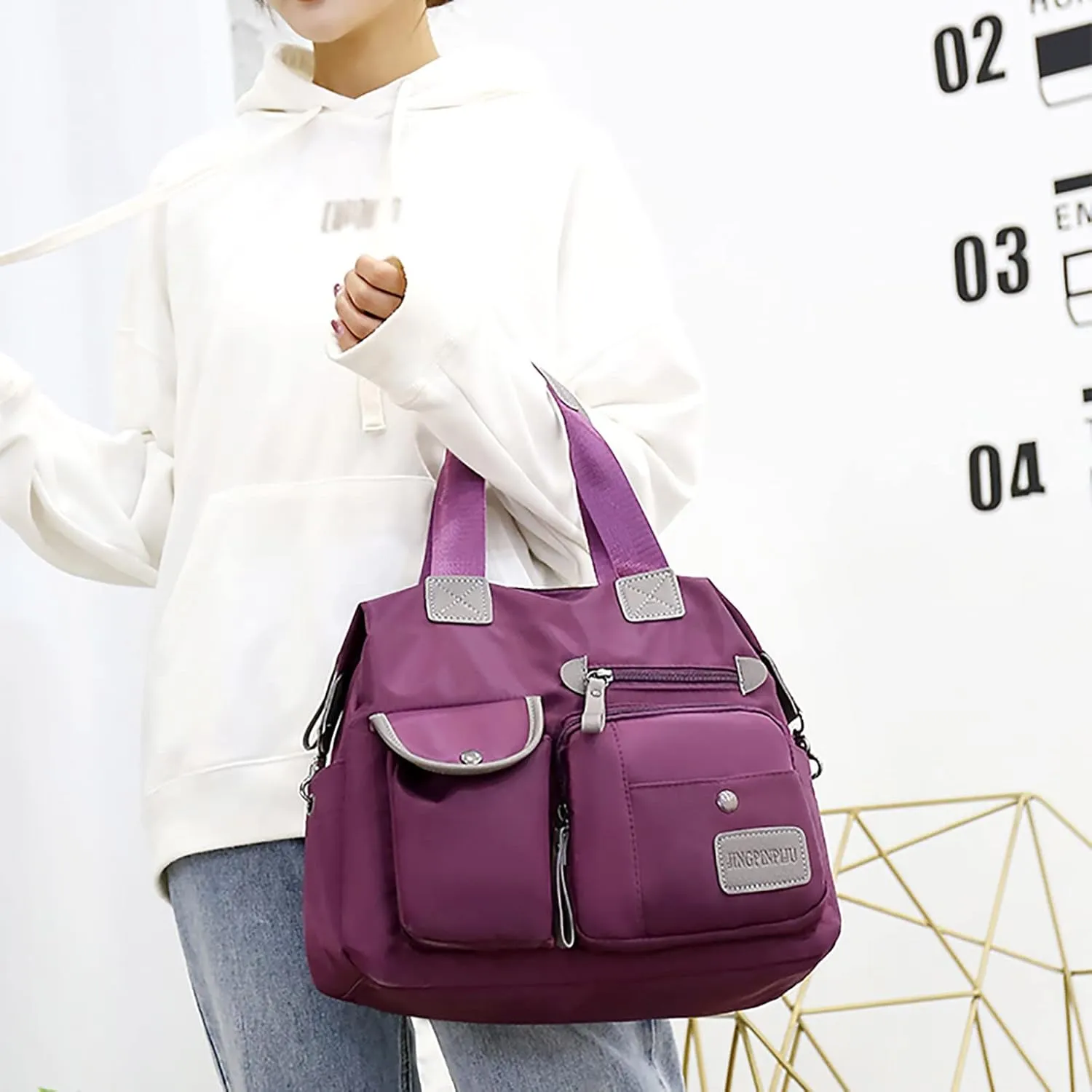 Handbag For Women Waterproof Nylon Crossbody Bag Shoulder Handbag Storage Tote