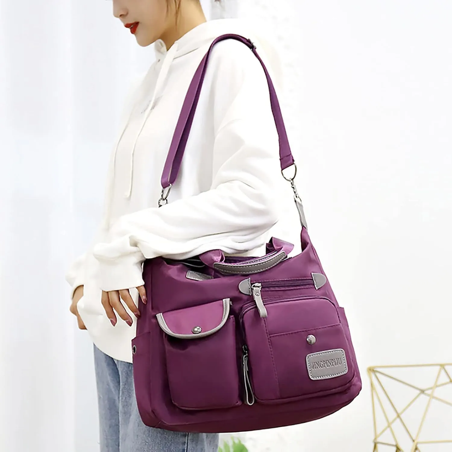 Handbag For Women Waterproof Nylon Crossbody Bag Shoulder Handbag Storage Tote