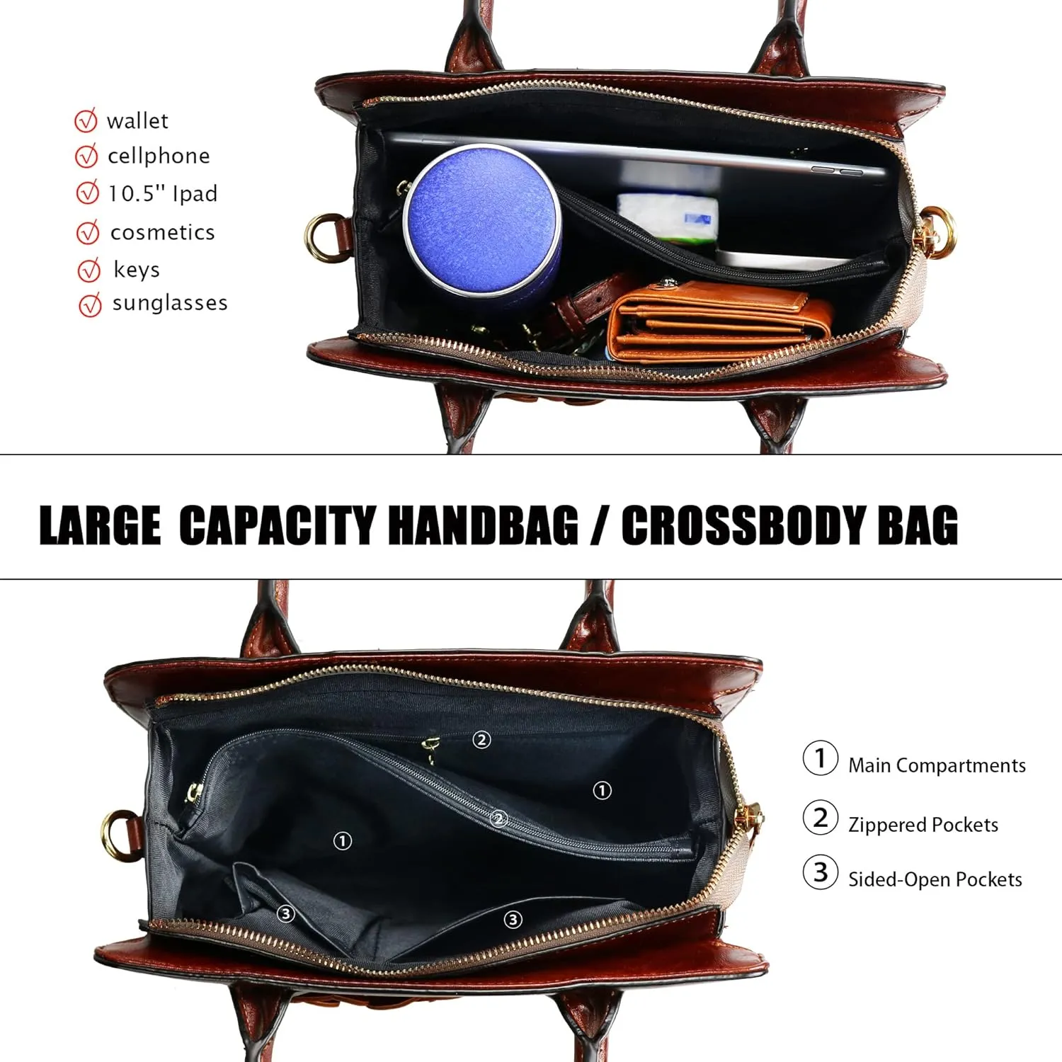 Handbags for Women Leather Shoulder Bag Top Handle Satchel Ladies Crossbody Purse