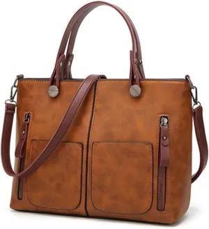 Handbags Large Vintage Tote Bag for Women Designer PU Leather Shoulder Messenger Bag