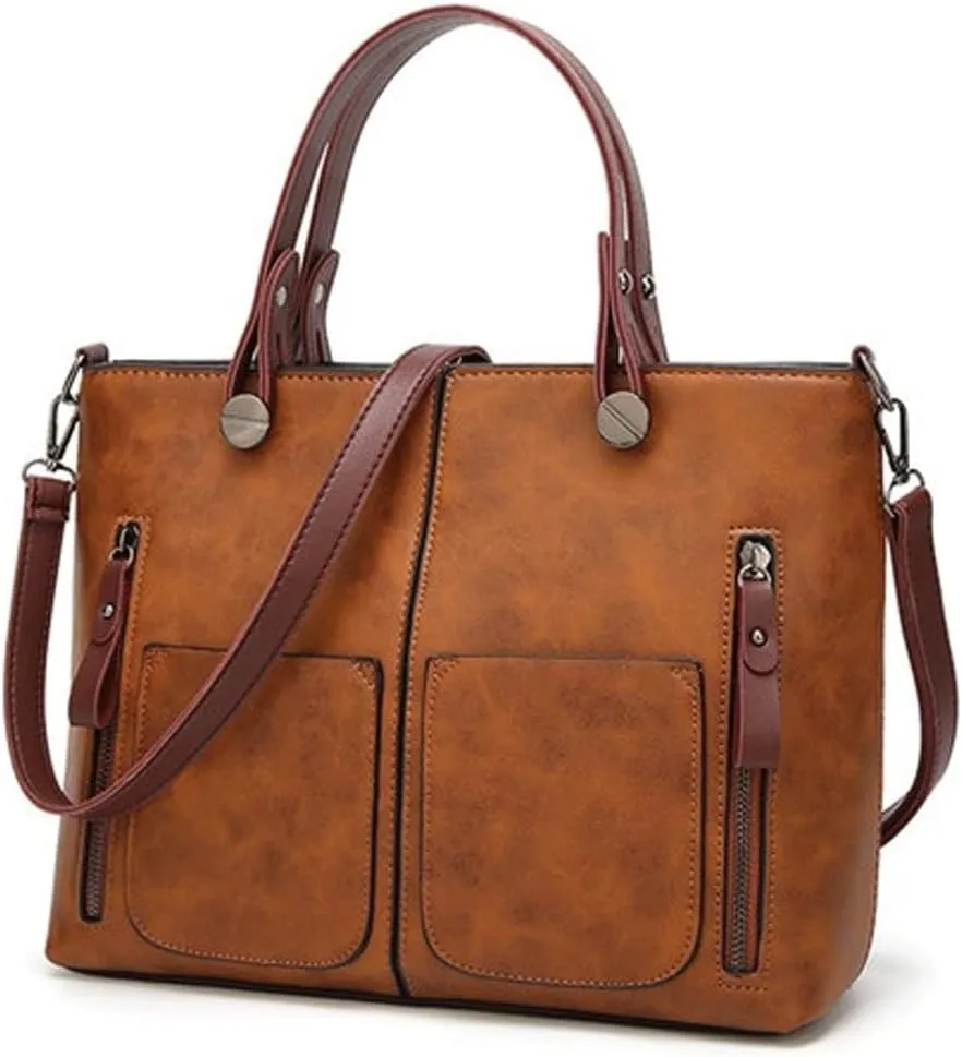 Handbags Large Vintage Tote Bag for Women Designer PU Leather Shoulder Messenger Bag