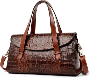 Handbags Vintage Crocodile Leather Handbags for Women - Stylish Satchel Tote Purse Shoulder Bag for Everyday Use(Brown)
