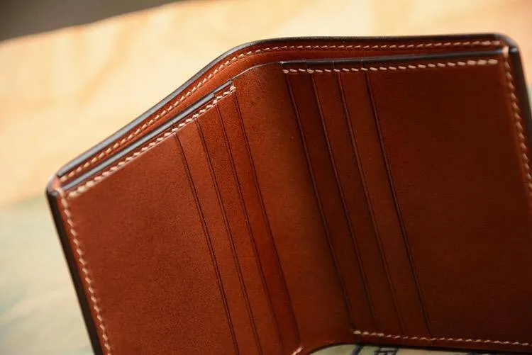 Handmade US Horween Shell Cordovan Leather Short Wallet Multi-card Holder Simple Wallets