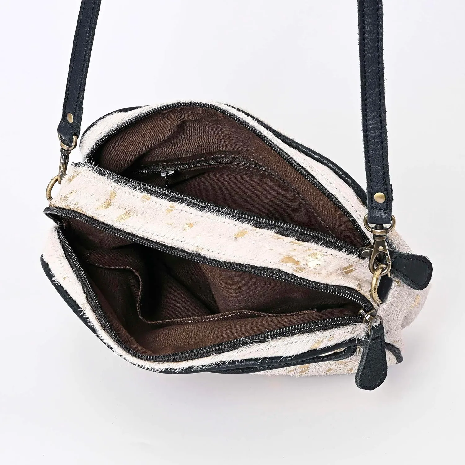 Hantooled Women’s Leather Leopard Clutch Shoulder Cross body Fur HandBags Ethnic Customs Leather Purse Classic Bag