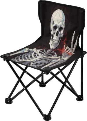 Happy Cool Gesture Skull Portable Camping Chairs Folding Beach Chair Outdoor Lawn Lightweight Chair for Picnic