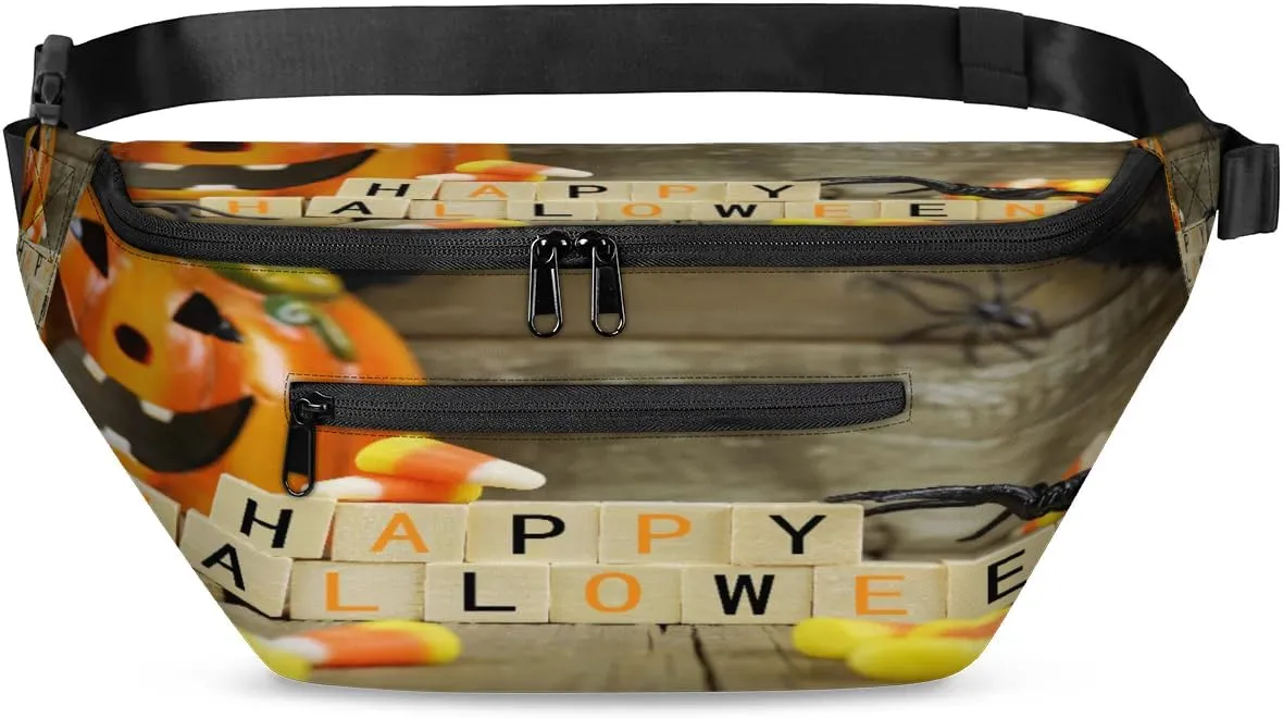 Happy Halloween Pumpkin Crossbody Sling Bag for Women Men Crossbody Backpack with 4 Zipper Pockets Fanny Pack Shoulder Casual Daypack for Travel Running Hiking Cycling