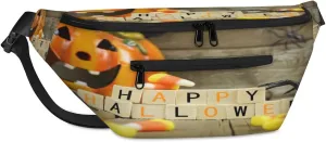 Happy Halloween Pumpkin Crossbody Sling Bag for Women Men Crossbody Backpack with 4 Zipper Pockets Fanny Pack Shoulder Casual Daypack for Travel Running Hiking Cycling