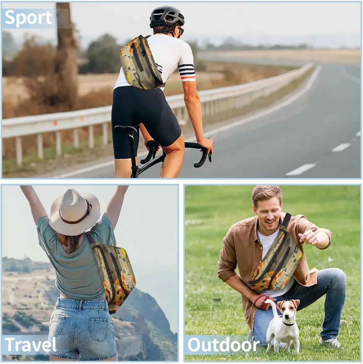 Happy Halloween Pumpkin Crossbody Sling Bag for Women Men Crossbody Backpack with 4 Zipper Pockets Fanny Pack Shoulder Casual Daypack for Travel Running Hiking Cycling