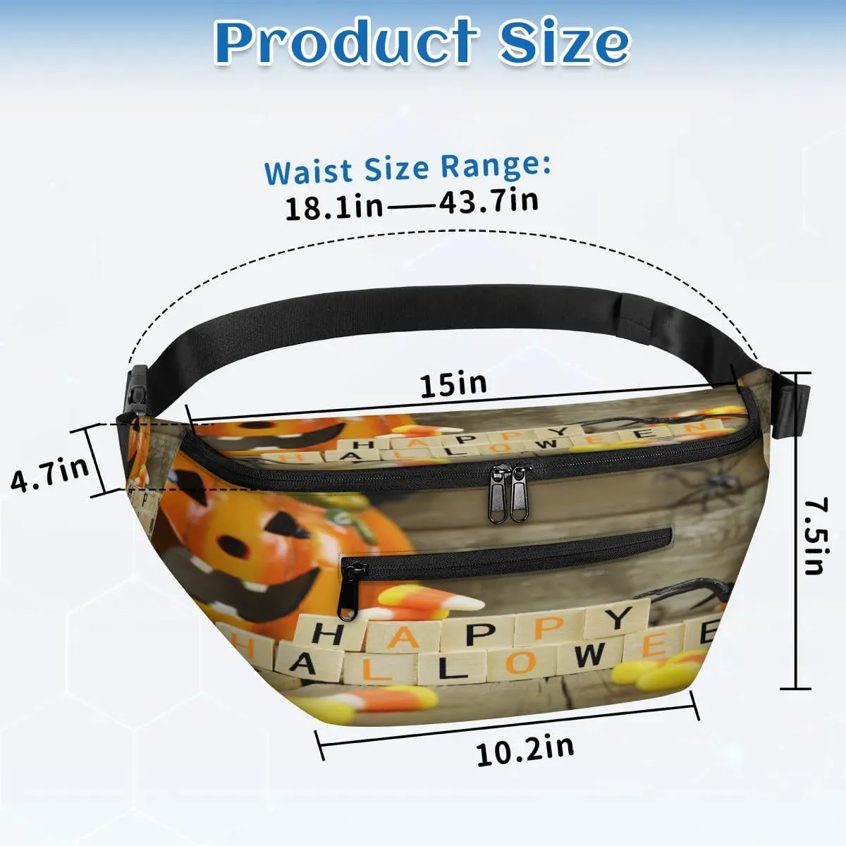 Happy Halloween Pumpkin Crossbody Sling Bag for Women Men Crossbody Backpack with 4 Zipper Pockets Fanny Pack Shoulder Casual Daypack for Travel Running Hiking Cycling