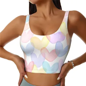 Hearts of Many Colors Sports Bras for Women Yoga Comfort Seamless Stretchy with Removable Pads