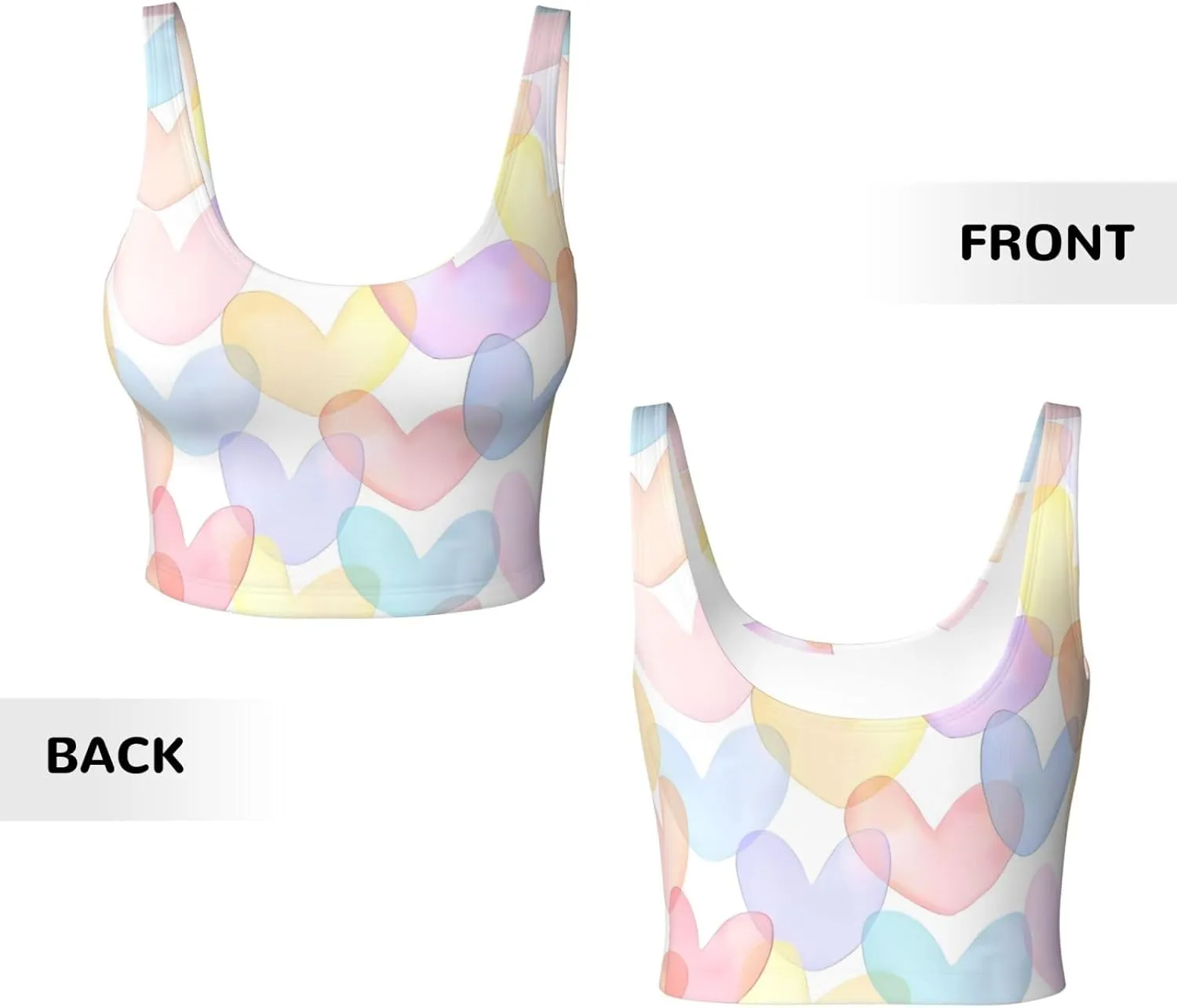 Hearts of Many Colors Sports Bras for Women Yoga Comfort Seamless Stretchy with Removable Pads