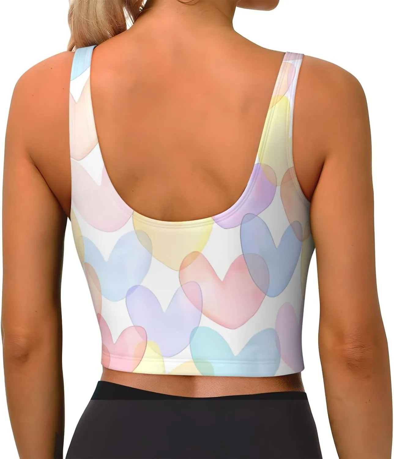 Hearts of Many Colors Sports Bras for Women Yoga Comfort Seamless Stretchy with Removable Pads