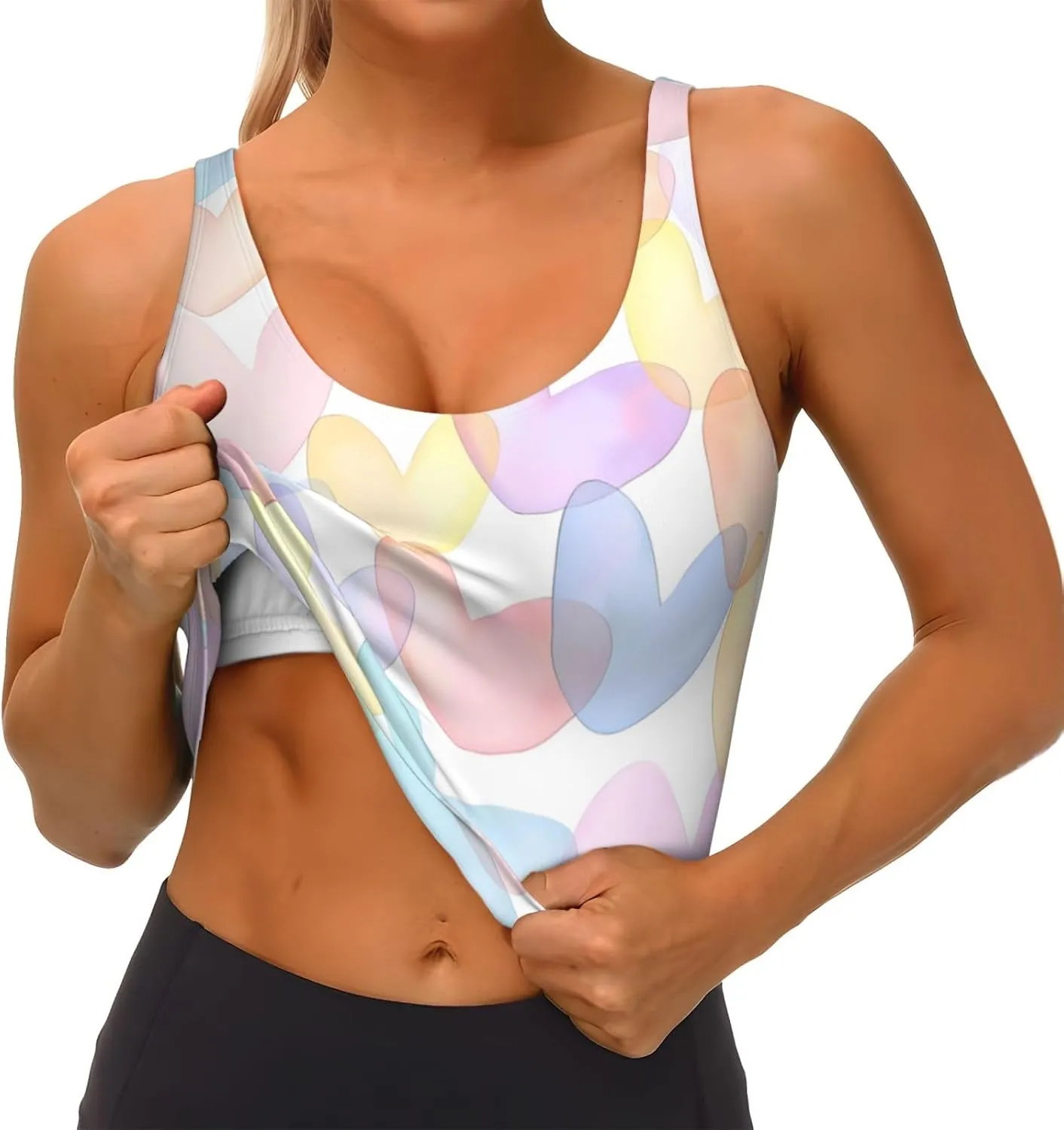 Hearts of Many Colors Sports Bras for Women Yoga Comfort Seamless Stretchy with Removable Pads