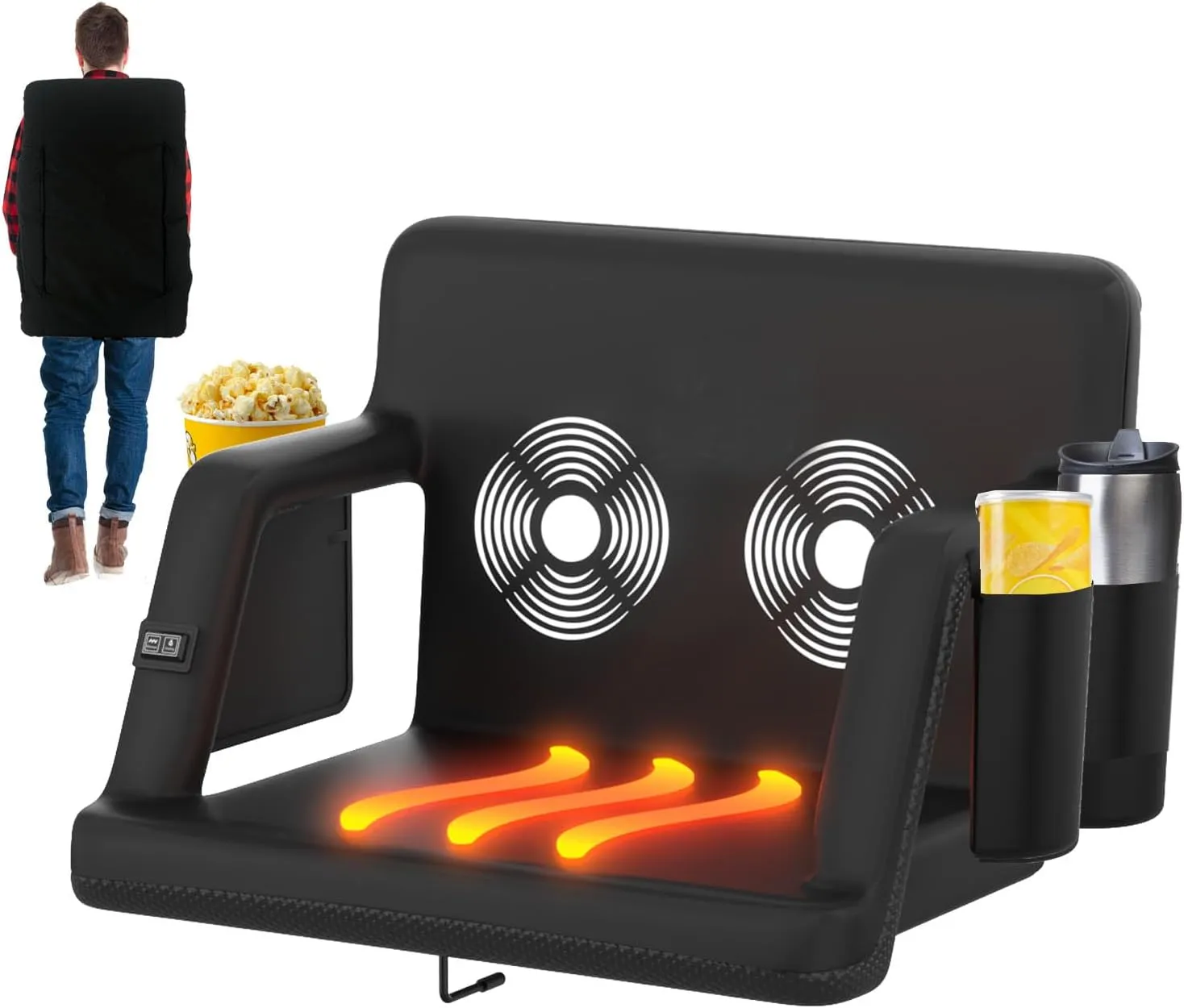 Heated Stadium Seats for Bleachers, Portable Reclining Stadium Chair with Back Support and Arm Support,3 Heating Level - Perfect for Outdoor Sports