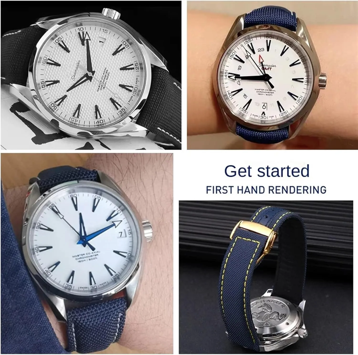 High Density Nylon leather strap For Omega New Seamaster 300 Super Master AT150 Fabric Leather AQUA TERRA men's strap 19mm 20mm