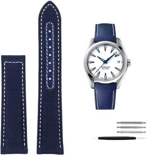High Density Nylon leather strap For Omega New Seamaster 300 Super Master AT150 Fabric Leather AQUA TERRA men's strap 19mm 20mm