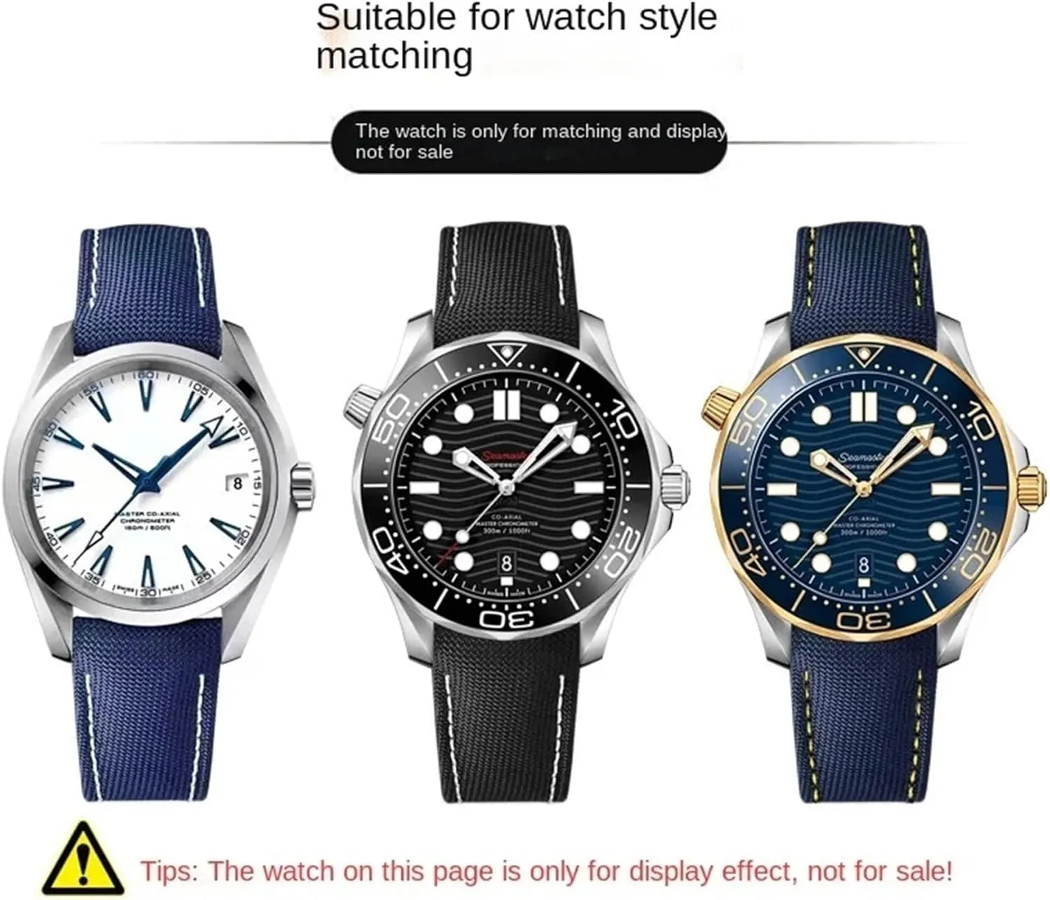 High Density Nylon leather strap For Omega New Seamaster 300 Super Master AT150 Fabric Leather AQUA TERRA men's strap 19mm 20mm