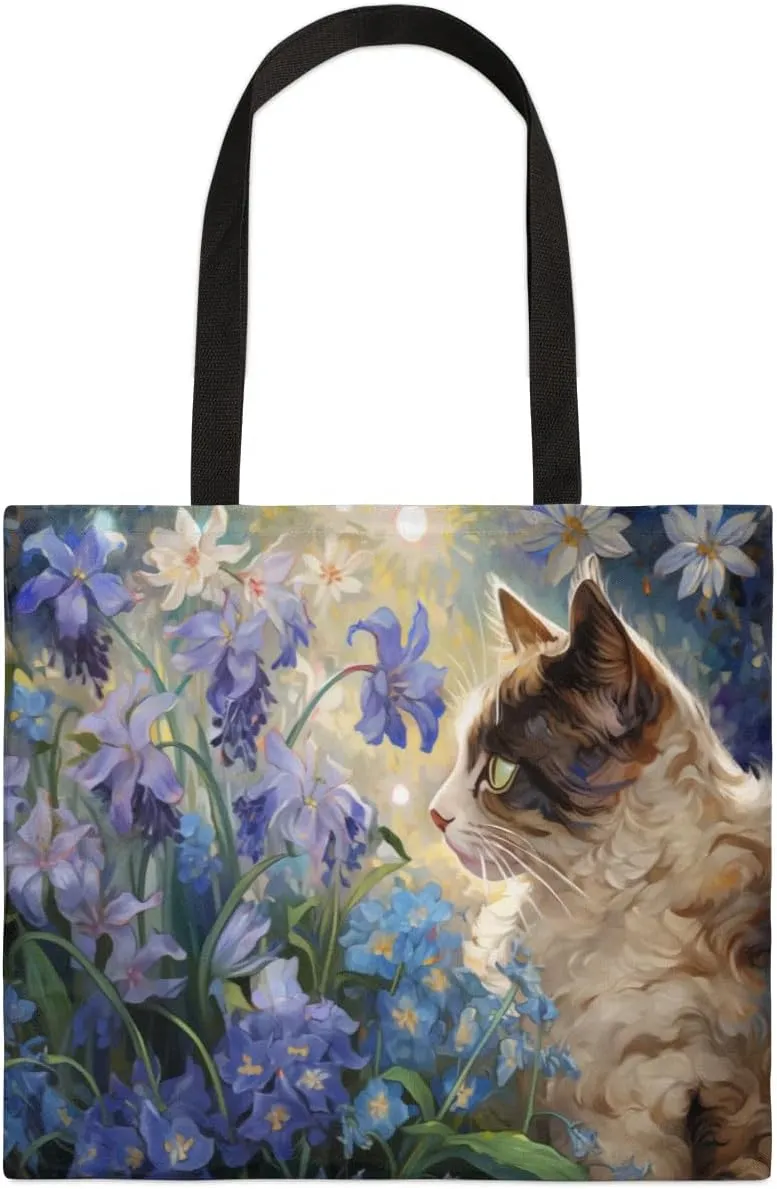 Highland Yak Cow Flowers Beige Canvas Tote Bag for Women Men Stylish Tote Handbag Shoulder Bag Reusable Grocery Bag