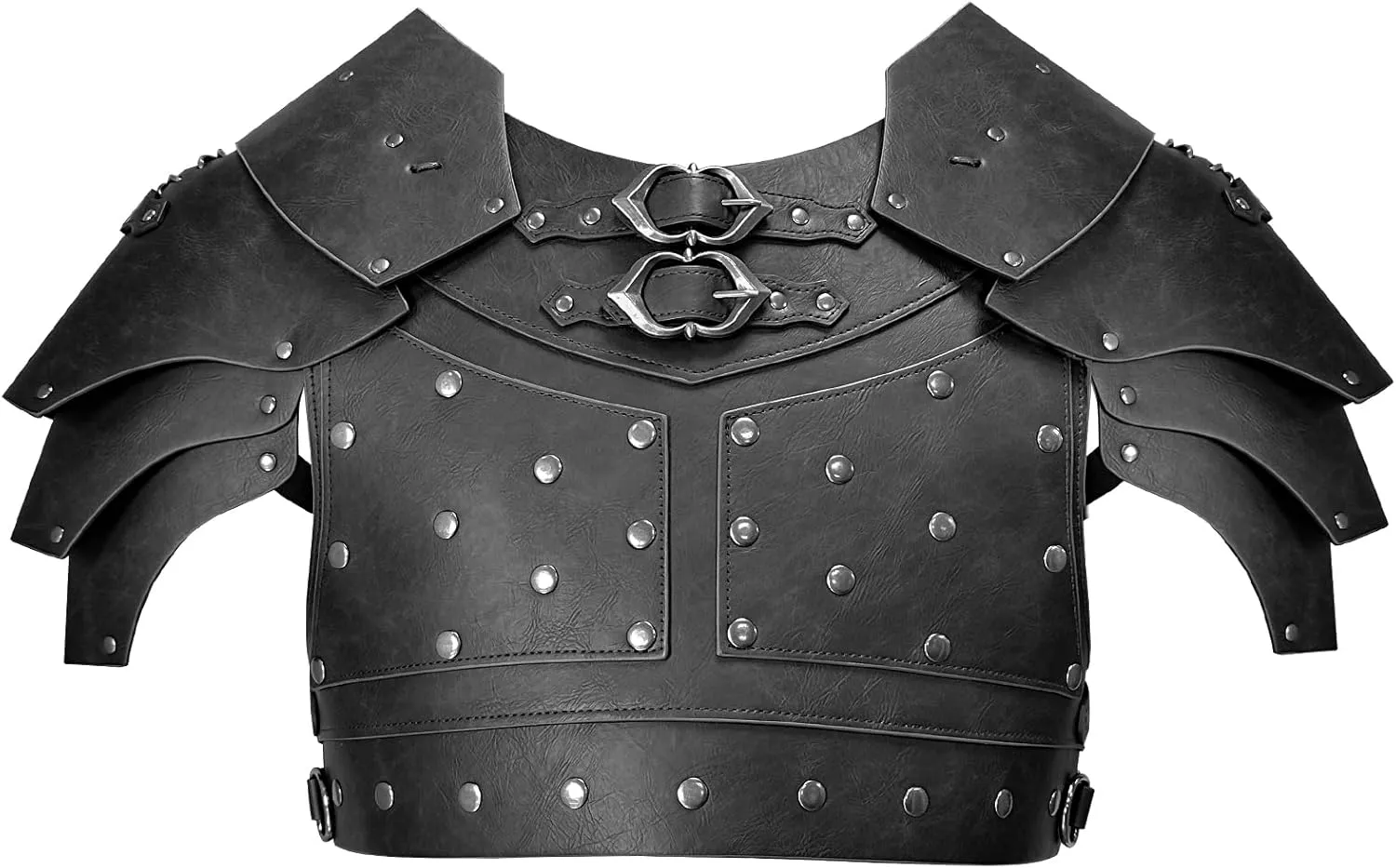 HiiFeuer Medieval Faux Leather Chest Armor, Vintage Pauldron Shoulder Armor Adjustable Mercenary Knight Archer Vest Armour