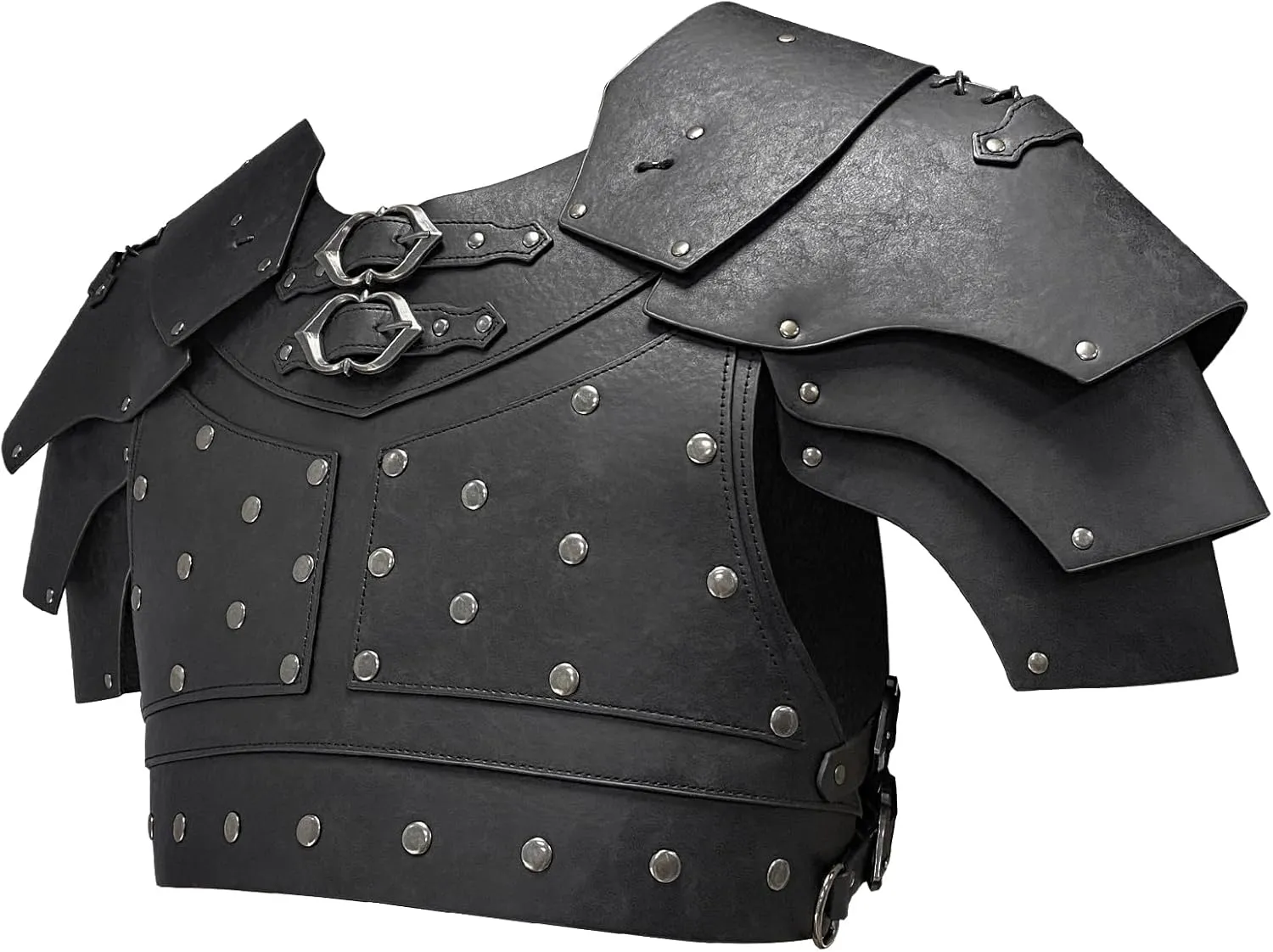 HiiFeuer Medieval Faux Leather Chest Armor, Vintage Pauldron Shoulder Armor Adjustable Mercenary Knight Archer Vest Armour