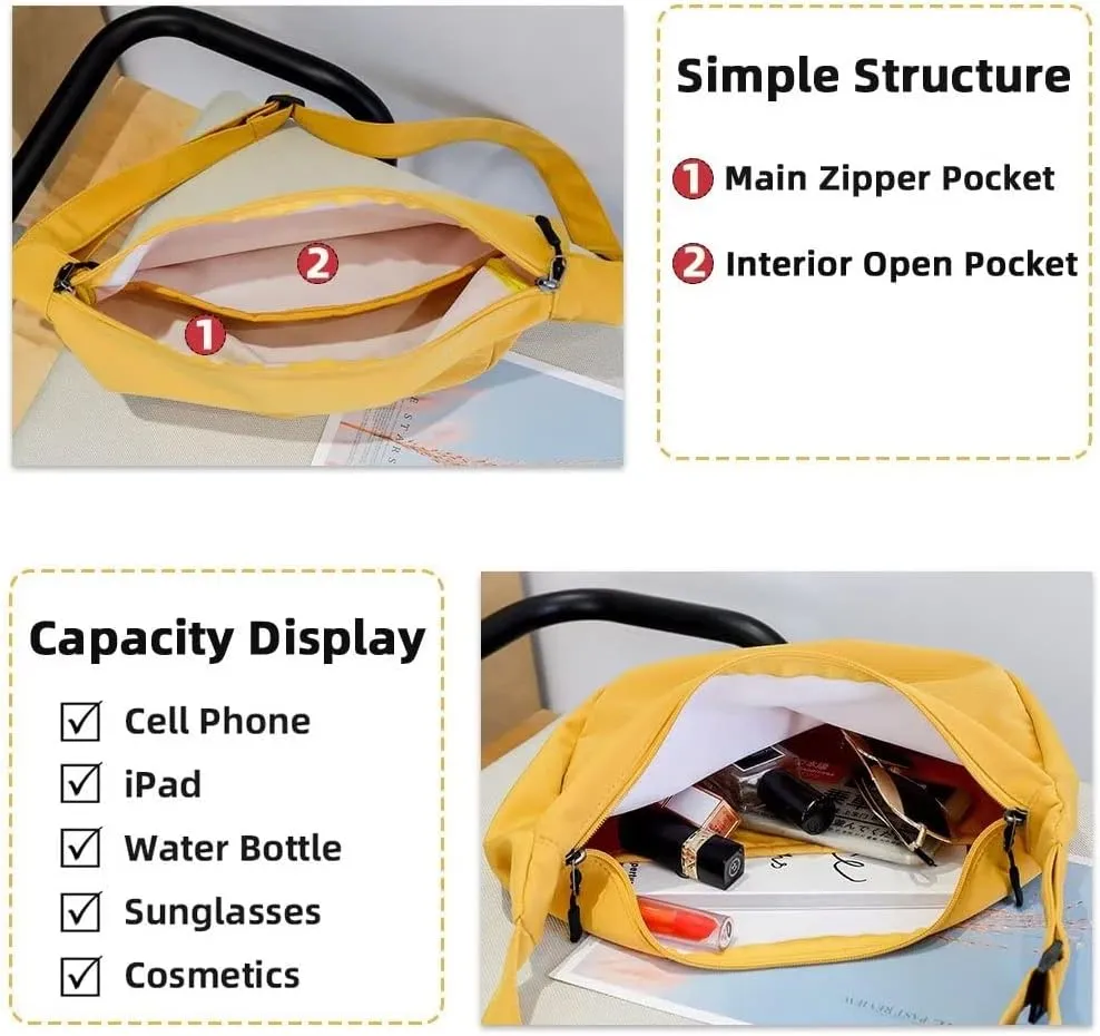 Hobo Bags for Women Casual Water Resistant Crossbody Purse Everyday Shoulder Handbag Lightweight Crescent Satchel