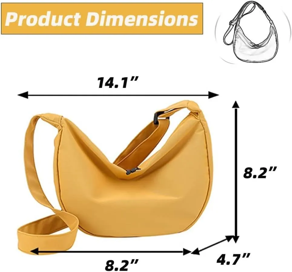 Hobo Bags for Women Casual Water Resistant Crossbody Purse Everyday Shoulder Handbag Lightweight Crescent Satchel