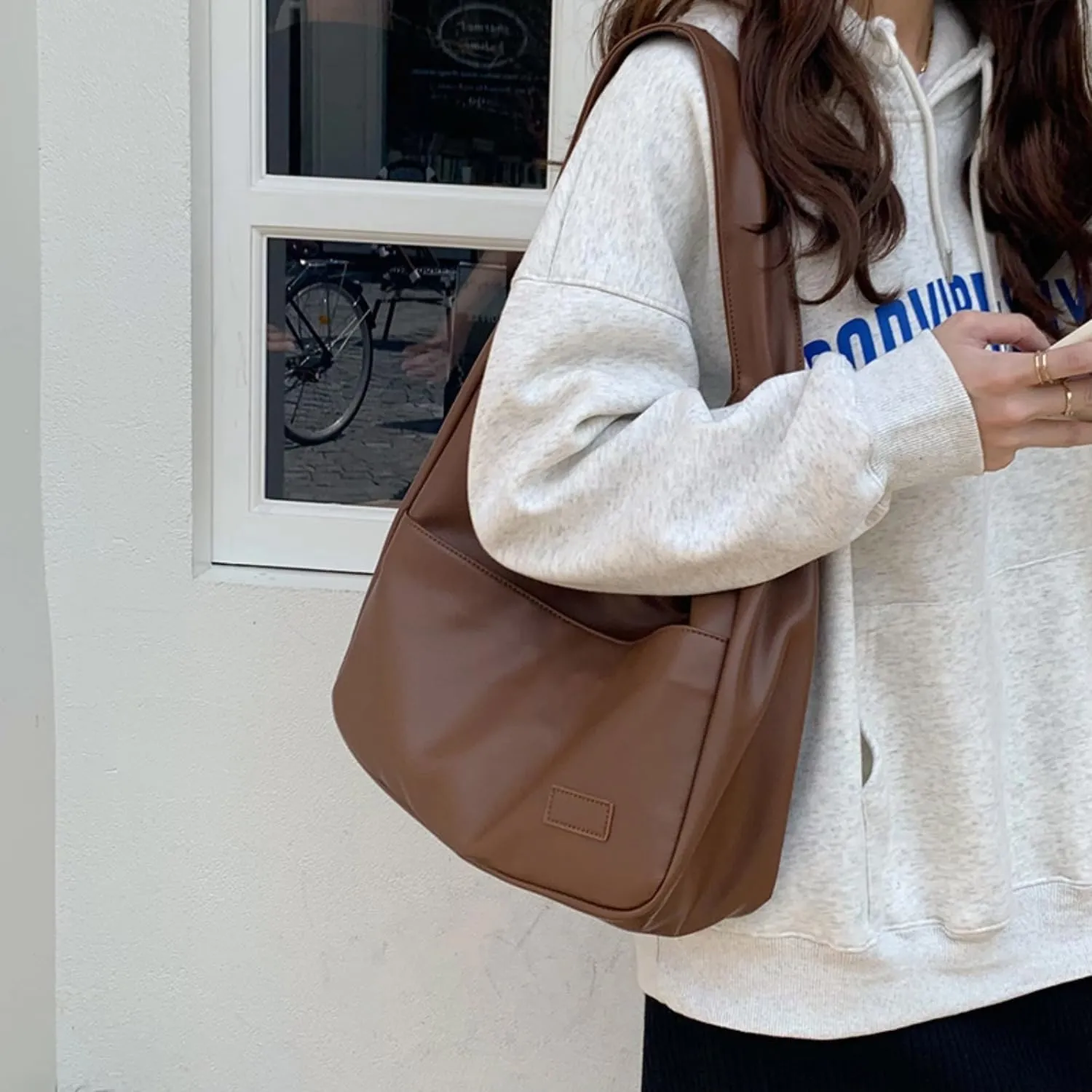 Hobo Bags for Women Trendy 2023 Soft Leather Shoulder Bag Large Capacity Ladies Tote Top Handle Purse and Handbags,Brown