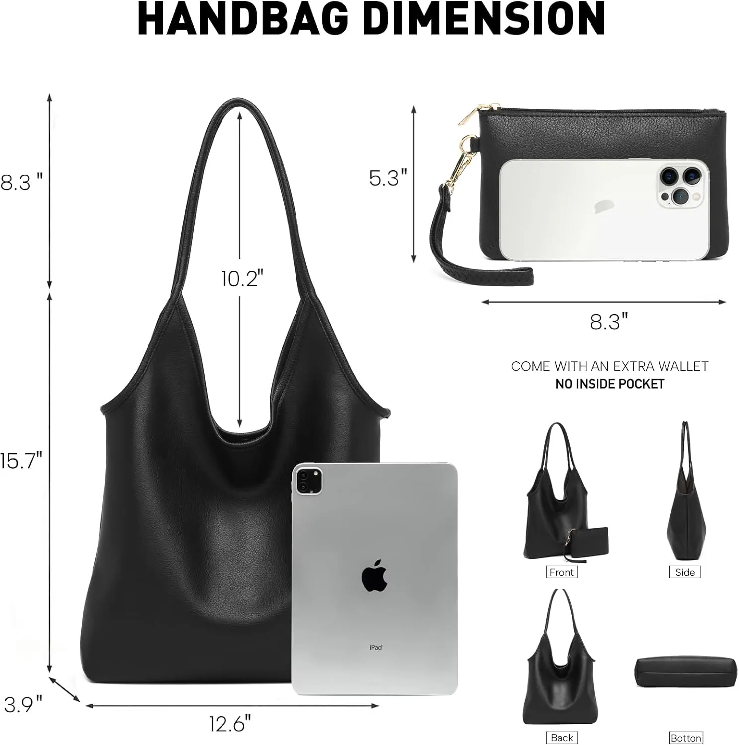 Hobo Bags Purse for Women Soft Slouchy Hobo Shoulder Bag Designer Ladies Large Leather Everyday Handle Handbag