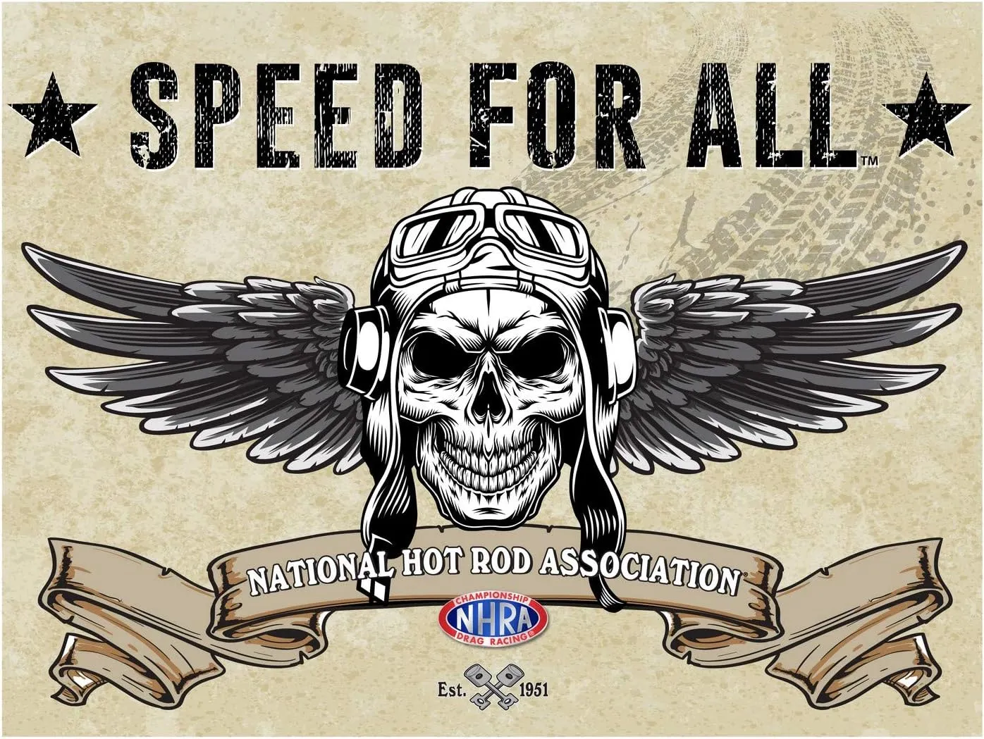 Holland Bar Stool Co. NHRA Skull (Banner) 24" x 32" Officially Licensed Logo Canvas by The