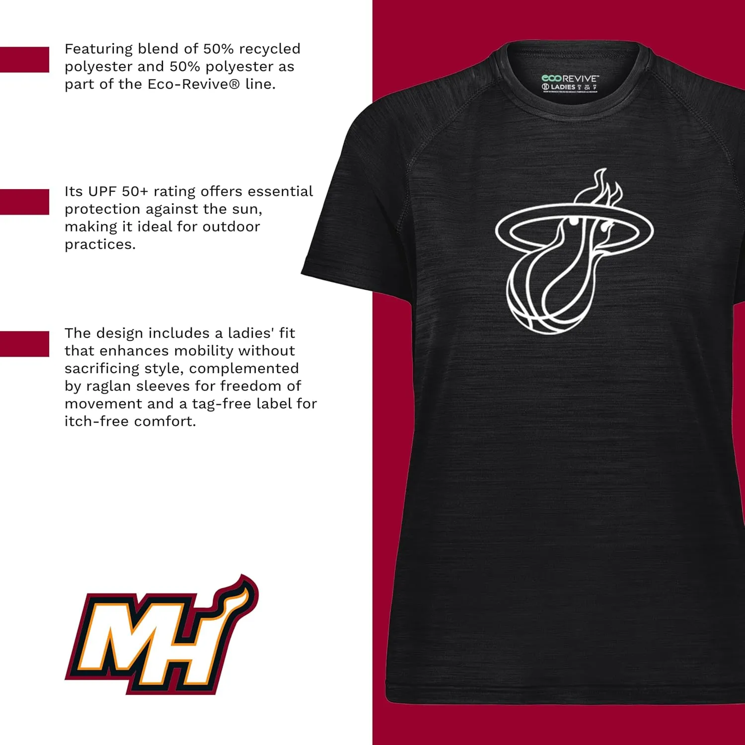 Holloway NBA Women's All-Pro Tee - Athletic, Lightweight and Breathable Shirt for Outdoor Activities