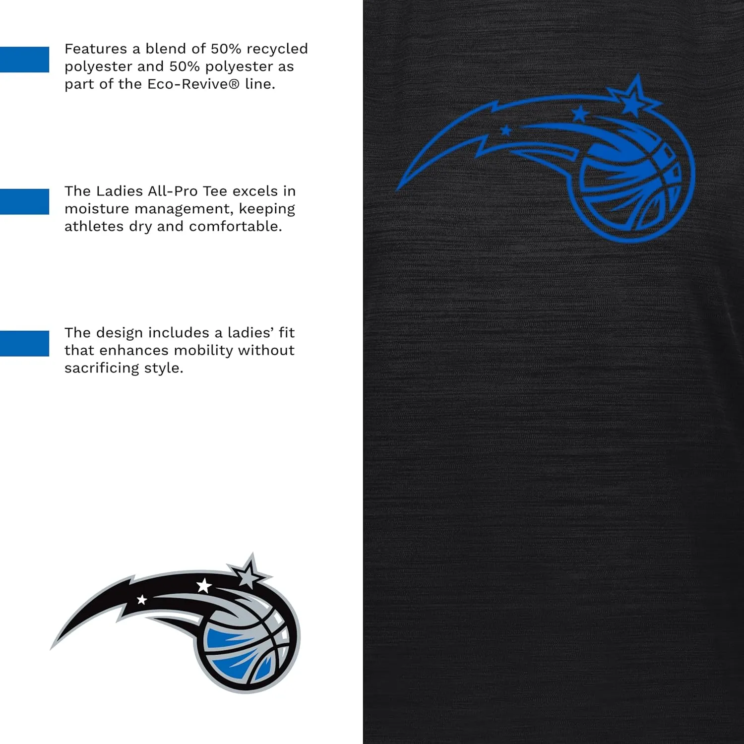 Holloway NBA Women's All-Pro Tee - Athletic, Lightweight and Breathable Shirt for Outdoor Activities